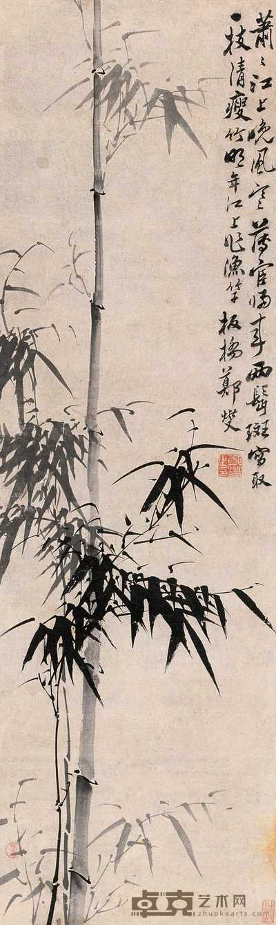 郑板桥（款） 竹石图 立轴 118×35cm